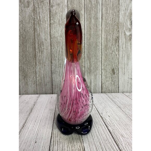 Vtg Hand Blown Art Glass Pelican Bird w/ Fish Figurine Paper Weight 6.5" Tall - Picture 3 of 13